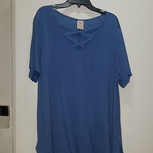 a blue women shirt